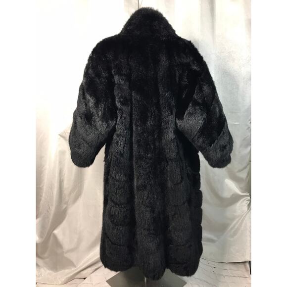 Vintage Black Fur Reversible Full Length Coat Sz M-L - Picture 4 of 8
